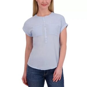 Lucky Brand Soft Blue Womens Henley Shirt Size Medium
